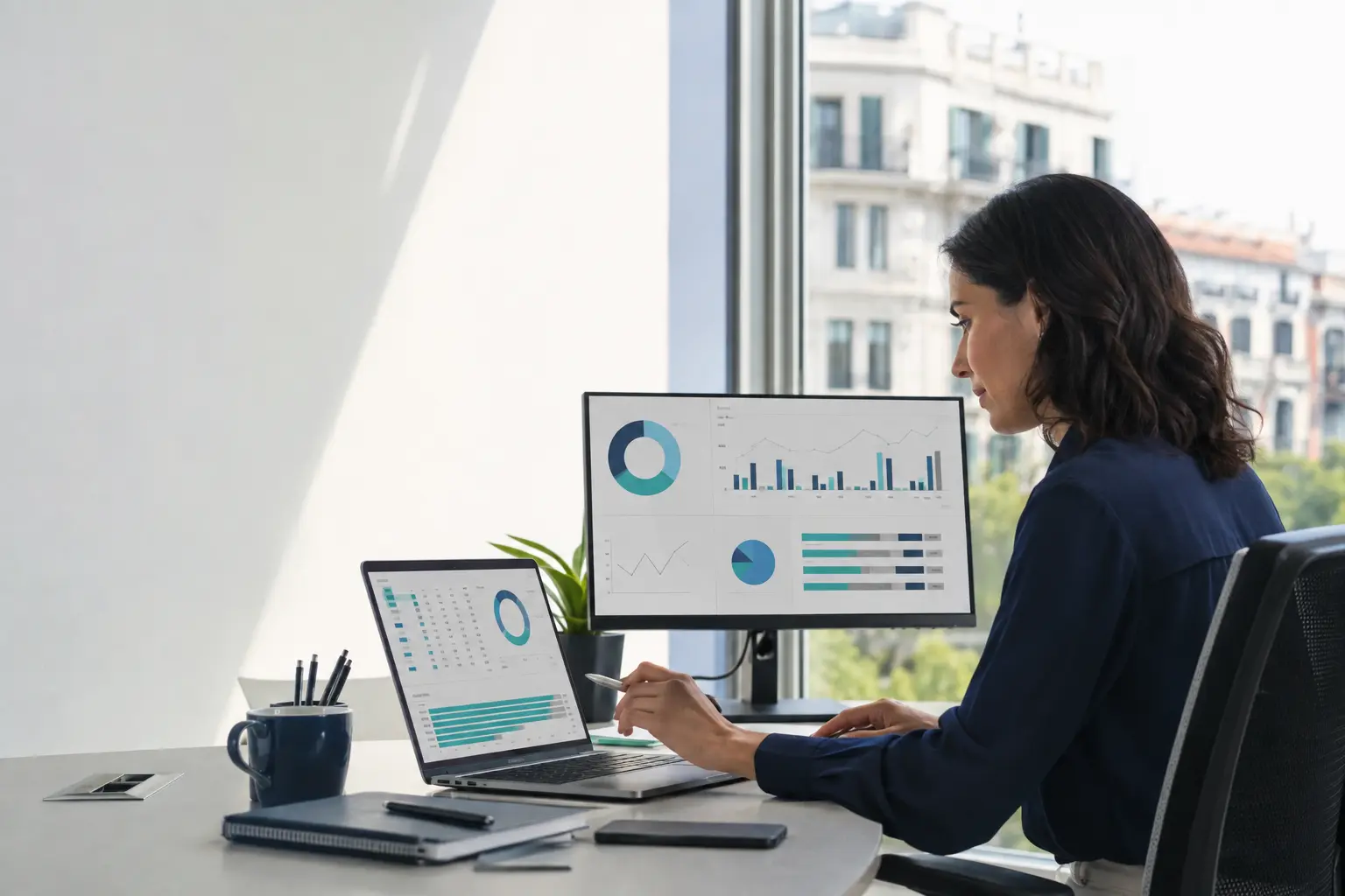 Professional checking a table's data quality before creating a dashboard
